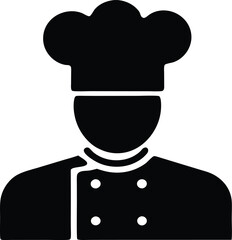 A black silhouette portrays a cook wearing a chef hat and uniform on transparent background