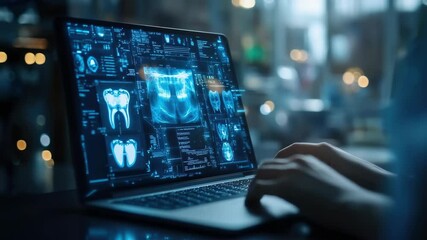 Digital dental service: doctor platform, 3D model, virtual booking, x-ray result, care session, gum therapy, online form, mouth analysis, smile design, medical record, treatment access, hygiene focus