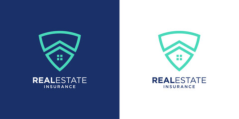 Simple insurance logo designs. Abstract shield property logo.