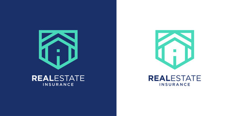 Simple insurance logo designs. Abstract shield property logo.