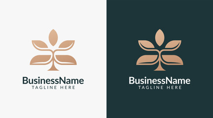 Floral and nature ornament logo symbol template. Minimalist, luxury, royal and elegant logo vector