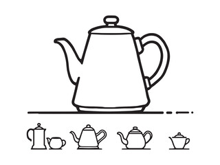 Simple kitchen kettle line art illustration