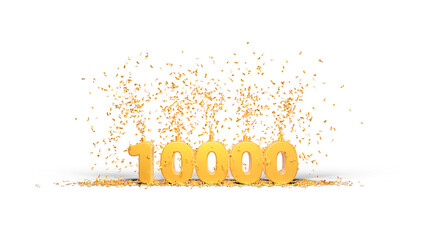 10 K followers thank you illustration, 10000 - 3D rendering on transparent background
