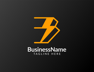 Letter B Bolt Logo. Energy power logo icon template