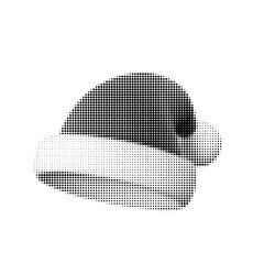 Vector illustration of a Santa hat in halftone style, perfect for festive designs, holiday promotions, and Christmas-themed projects. Classic digital art for seasonal creativity.