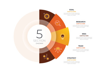 Design template infographic with 5 step process can be used for workflow layout, business presentation and web graphic design