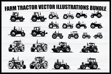 Naklejka premium Tractor silhouette bundle 