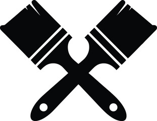 Crossed paintbrushes in black and white a simple and versatile design element for painting art construction or creative