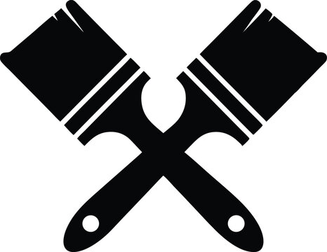 Crossed paintbrushes in black and white a simple and versatile design element for painting art construction or creative
