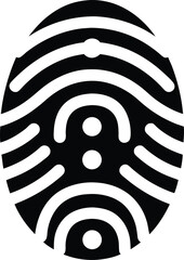 Oval fingerprint with curved lines creates an icon on white background in a transparent format
