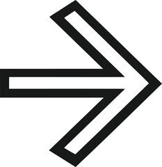 Bold arrow pointing right indicates forward movement, a simple and clean symbol isolated