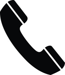 Black phone receiver icon isolated shows communication and connection against transparent background