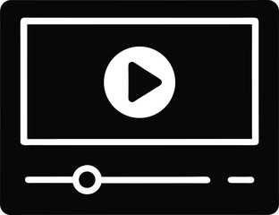 Solid black media player displays a white play icon and scroll bar clearly