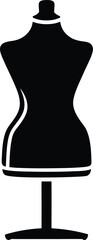 A black silhouette of a classic female mannequin stands elegantly with transparent background