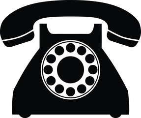 A black rotary telephone with its handset is depicted over a transparent backdrop