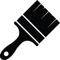 Black simplistic paint brush tool isolated displays artistic appeal with its neat structure on transparent background
