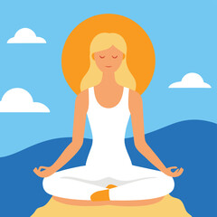 Serene Woman Meditating Outdoors Finding Inner Peace Through Yoga and Mindfulness
