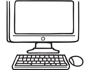 Simple Office Desk Line Art Vector Design