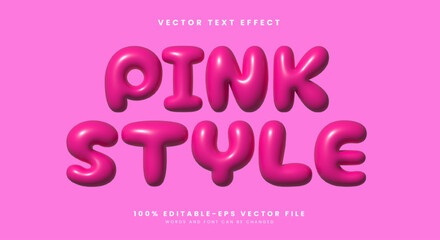 Pink Style inflated 3d editable text effect Template Suitable for Cute font