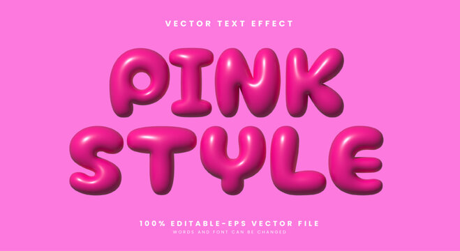 Pink Style inflated 3d editable text effect Template Suitable for Cute font