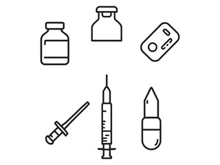 Simple Painkiller Medicine Outline Design