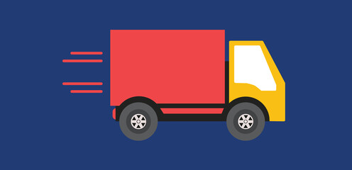 Cargo truck for delivery service. Freight auto transport, road vehicle delivering goods, shipment.