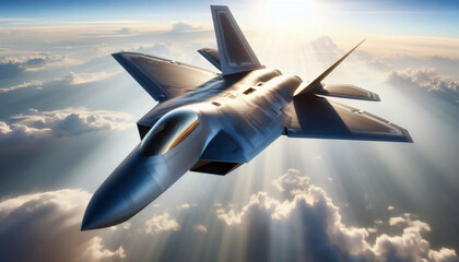 Cutting-Edge Stealth Fighter Jet Soaring Through Clouds  A Stunning Aerial View