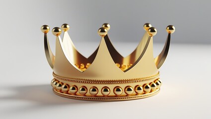 Golden Crown on White Surface with Spherical Ornaments
