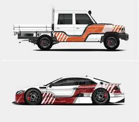 Naklejka premium Custom Car and Truck Wrap Designs Two vehicles