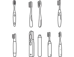 Simple Toothbrush Black And White Vector