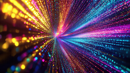Abstract image of vibrant, colorful light streaks converging towards a central point, creating a sense of speed and energy.