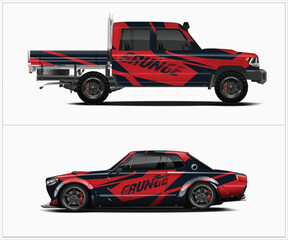 Fototapeta premium Grunge Car and Truck Wrap Designs Red black