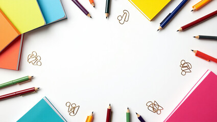 Colorful School Supplies Frame Back to School Stationery Mockup