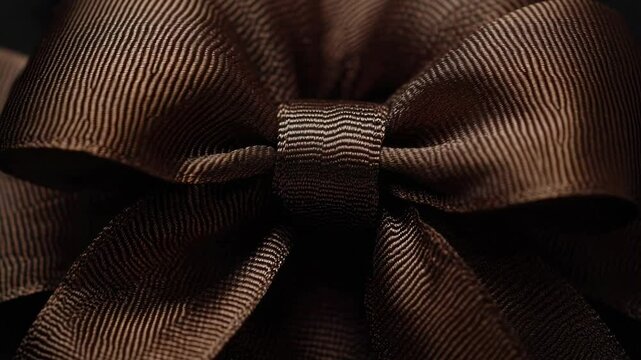 A close-up view of a brown bow on a black background, ideal for designs and projects that require attention to detail
