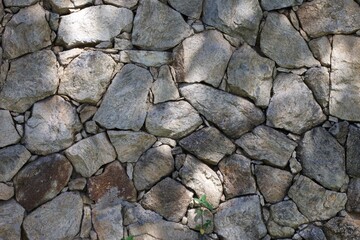 A stone wall with a shadow cast on it