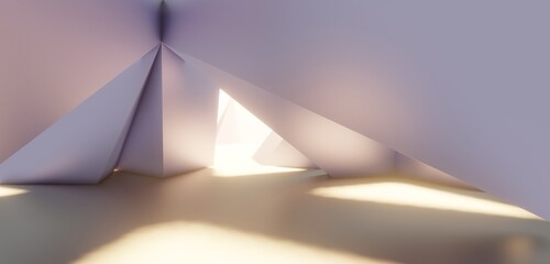 Architecture background geometric arched interior 3d render
