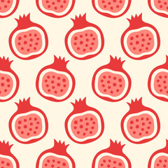 Pomegranate fruits seamless pattern background