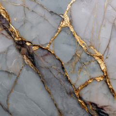 Close-up of a gray marble surface with intricate golden veins, showcasing natural stone elegance and luxurious texture.