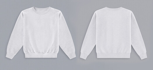 Blank white sweater front and back view mockup on grey background © Drip