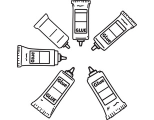 Vector Outline Drawing of Glue Container