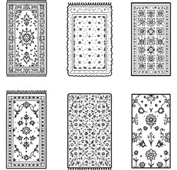  Vintage rug pattern in classic oriental line drawing
