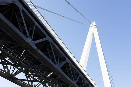 Looking up at Batman Bridge.