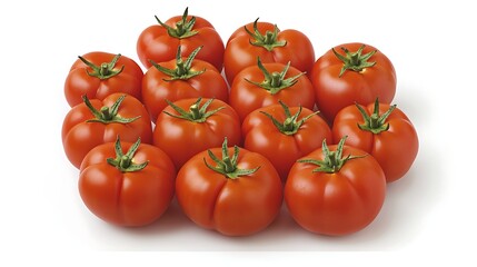 Overhead shot showing loosely scattered red tomatoes artistically positioned to mimic Spainâ€™s geographical shape on a plain background