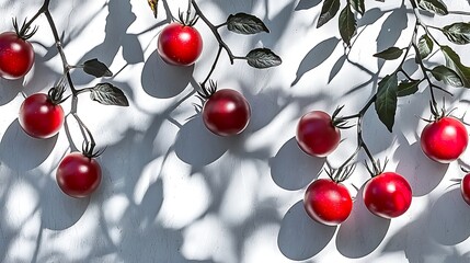 Bright harsh light illuminating oxidized wall streaked with red tomato smudges and deep shadow contrasts