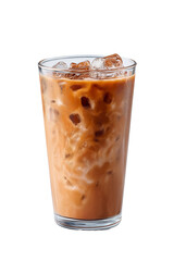 iced coffee in glass on transparent background