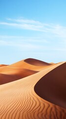 A desert scene with sand dunes and blue sky wallpaper