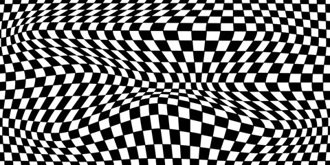 Black and white checkered pattern . Chess pattern . Black and white square background . Checkered wallpaper . Vector illustration