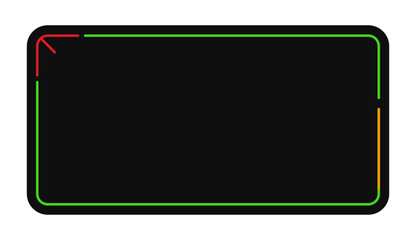 Colorful rounded rectangle flow direction indicator. Multi color outline showing starting point and finishing point.
