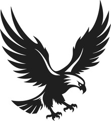 Majestic Eagle Silhouette Vector Art  Graceful Wildlife Landing Wings Down