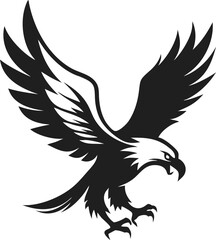 Majestic Eagle Silhouette Vector Illustration  Eagle Landing With Wings Down